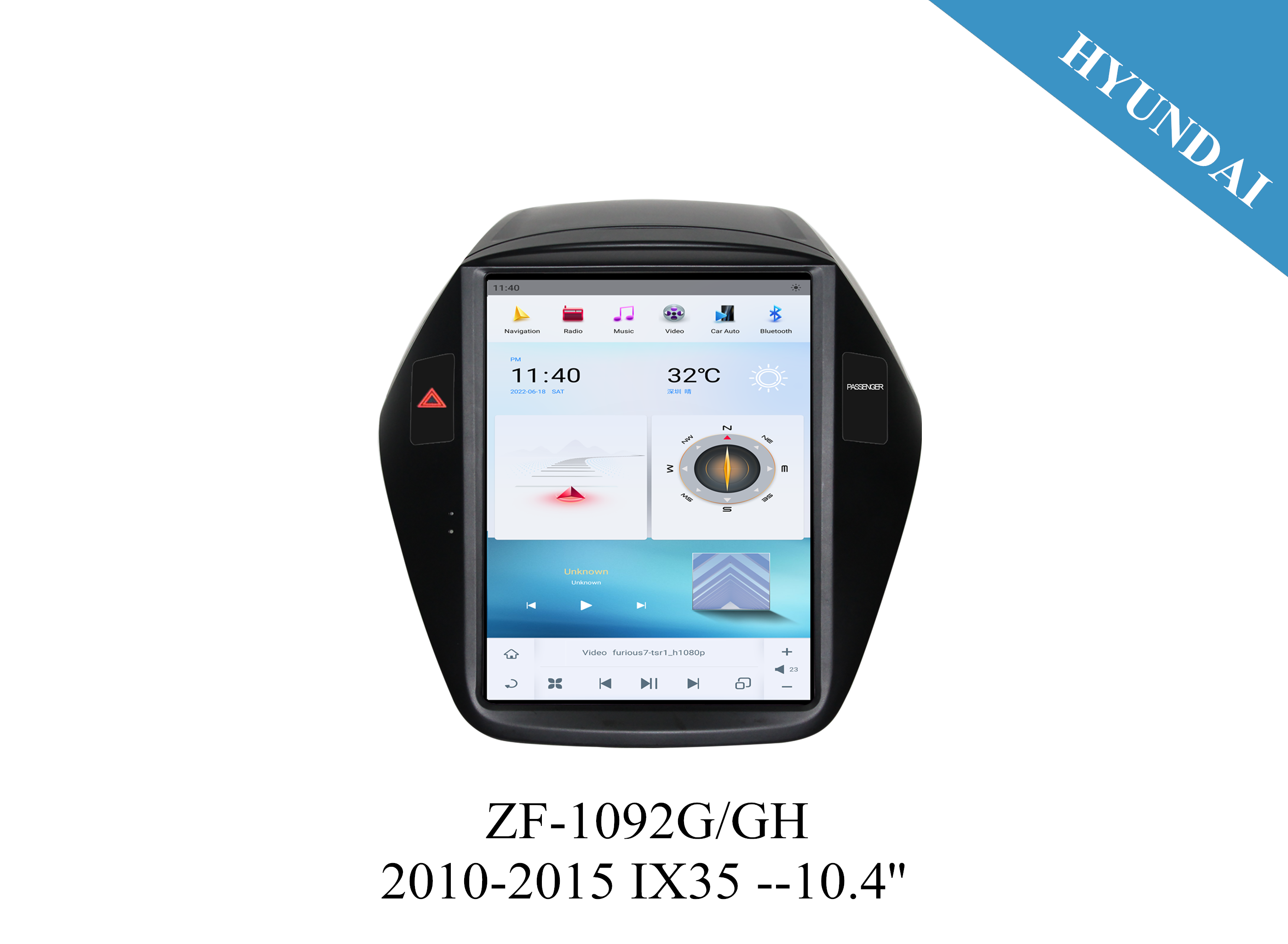 Hyundai 2010-2017 IX35 10.4'inch Tesla Style Apple CarPlay Android Radio Upgrade